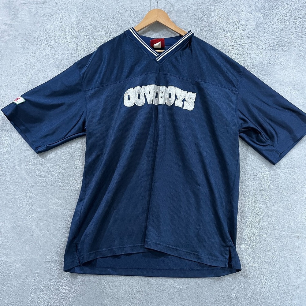 NFL Jersey Mens Blue Castrol Dallas Cowboys Football Athleisure V Neck One Size